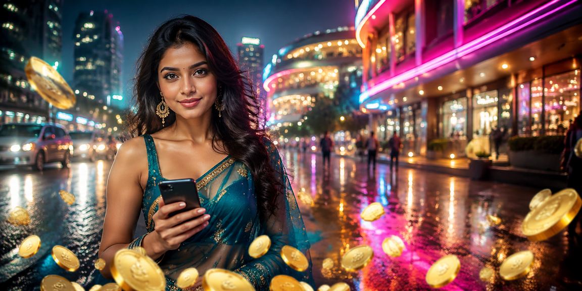 Player enjoying live casino with Indian attire on mobile device